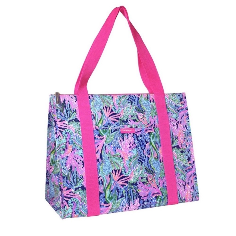 NWT Lilly Pulitzer Insulated Market Shopper Tote Bag Bringing Mermaid Back Beach